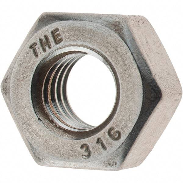 Value Collection - 5/16-18 UNC Stainless Steel Right Hand Heavy Hex Nut - 9/16" Across Flats, 19/64" High, Uncoated - Best Tool & Supply