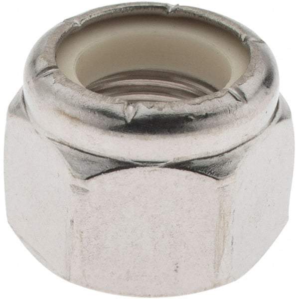 Value Collection - 1/2-20 UNF 18-8 Hex Lock Nut with Nylon Insert - 3/4" Width Across Flats, 19/32" High, Uncoated - Best Tool & Supply