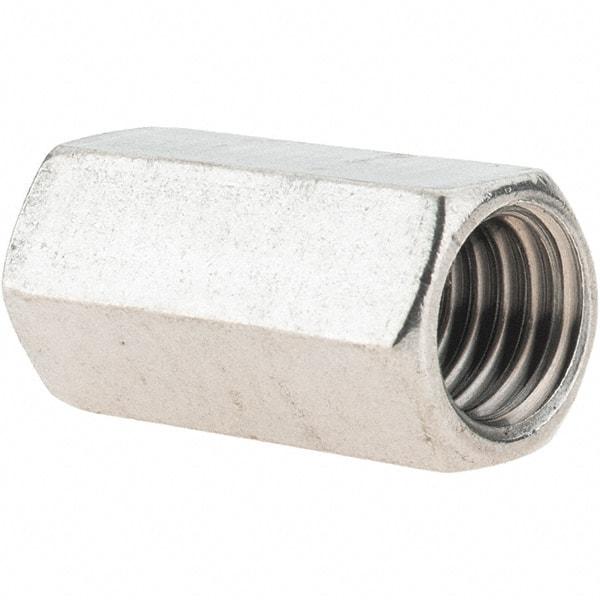 Value Collection - 1/2-13 UNC, 1-1/4" OAL Stainless Steel Standard Coupling Nut - 5/8" Width Across Flats - Best Tool & Supply