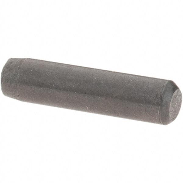 Value Collection - 1/8" Diam x 1/2" Pin Length Grade 8 Alloy Steel Standard Dowel Pin - Bright Finish, C 47-58 & C 60 (Surface) Hardness, 1,840 Lb (Single Shear), 3,680 Lb (Double Shear) Breaking Strength, 1 Beveled & 1 Rounded End - Best Tool & Supply