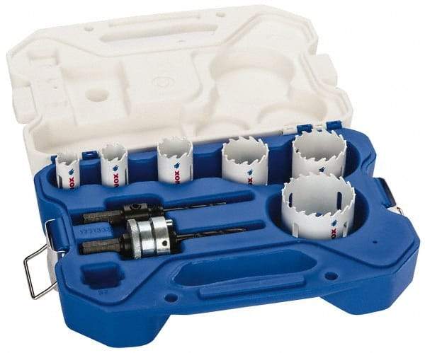 Lenox - 8 Piece, 3/4" to 2-1/4" Saw Diam, Plumber's Hole Saw Kit - Carbide-Tipped, Toothed Edge, Pilot Drill Model No. 123CT, Includes 6 Hole Saws - Best Tool & Supply