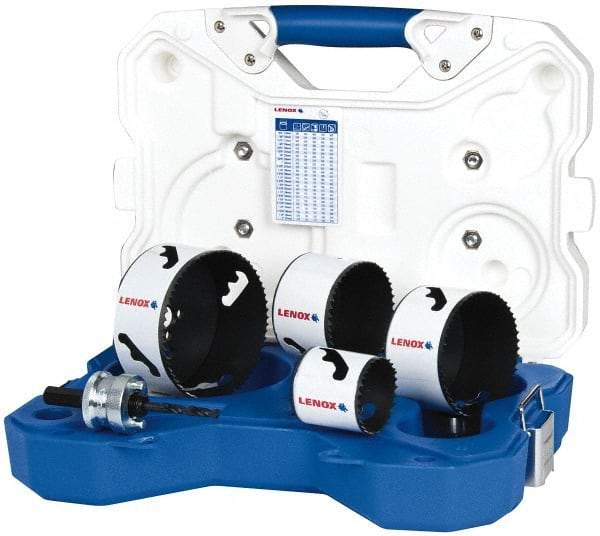 Lenox - 5 Piece, 2" to 4-1/8" Saw Diam, Contractor's Hole Saw Kit - Bi-Metal, Includes 4 Hole Saws - Best Tool & Supply