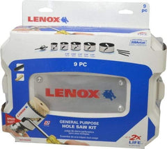 Lenox - 9 Piece, 2-1/8" to 4-3/4" Saw Diam, General Purpose Hole Saw Kit - Bi-Metal, Includes 5 Hole Saws - Best Tool & Supply