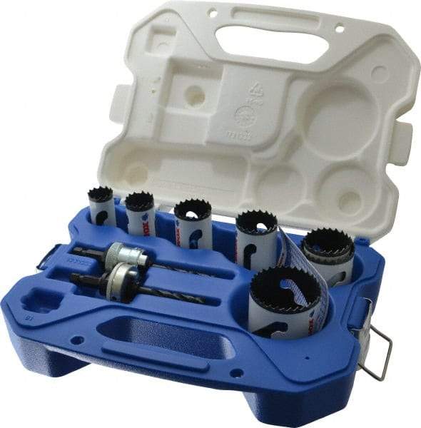 Lenox - 9 Piece, 7/8" to 2-1/8" Saw Diam, Contractor's Hole Saw Kit - Bi-Metal, Includes 7 Hole Saws - Best Tool & Supply