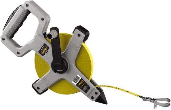 Komelon - 200' x 1/2" Yellow Steel Blade Tape Measure - 1/8" Graduation, Gray ABS Plastic Case - Best Tool & Supply