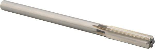 Union Butterfield - 1/2" High Speed Steel 6 Flute Chucking Reamer - Straight Flute, 0.4355" Straight Shank, 2" Flute Length, 8" OAL - Best Tool & Supply