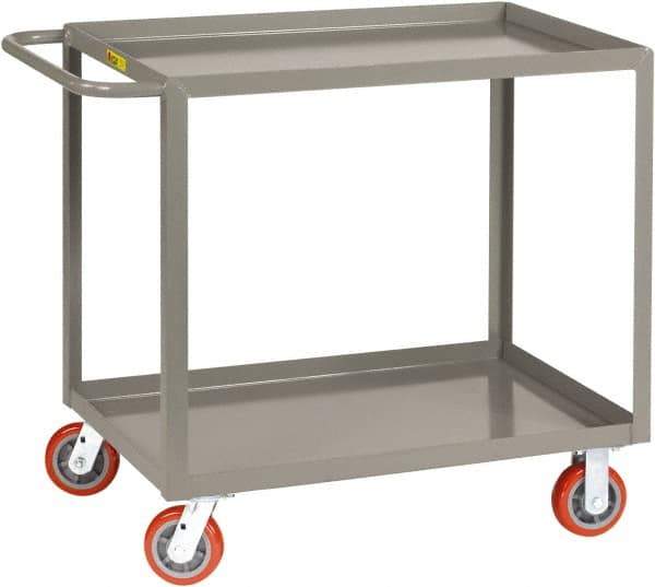 Little Giant - 2,000 Lb Capacity, 30" Wide x 66" Long x 36" High Shelf Cart - 2 Shelf, Steel, 2 Rigid/2 Swivel Casters - Best Tool & Supply