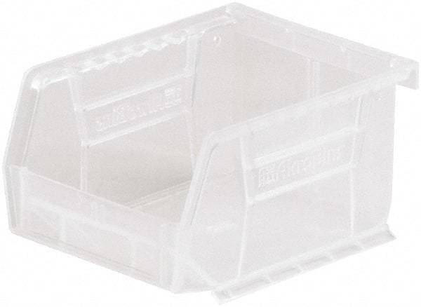 Akro-Mils - 10 Lb. Load Capacity, 5-3/8" Deep, Clear Polymer Hopper Stacking Bin - 3" High x 4-1/8" Wide x 5-3/8" Long - Best Tool & Supply