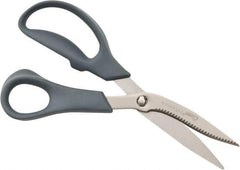 Clauss - 3-1/4" LOC, 8" OAL Titanium Standard Shears - Right Hand, Serrated, Glass Filled Nylon Offset Handle, For General Purpose Use - Best Tool & Supply