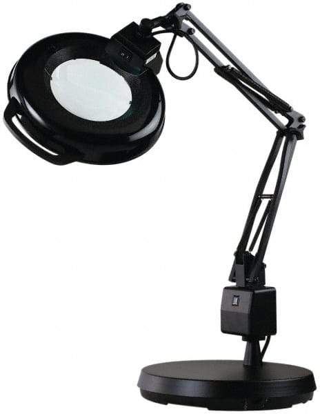 Electrix - 30 Inch, Spring Suspension, Desk Mounted, Fluorescent, Black, Magnifying Task Light - 22 Watt, 1.75x Magnification, 5 Inch Wide - Best Tool & Supply