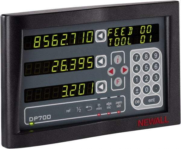 Newall - 3 Axes, Microsyn 2G & Spherosyn 2G Compatible DRO Counter - LED Display, Programmable Memory - Best Tool & Supply