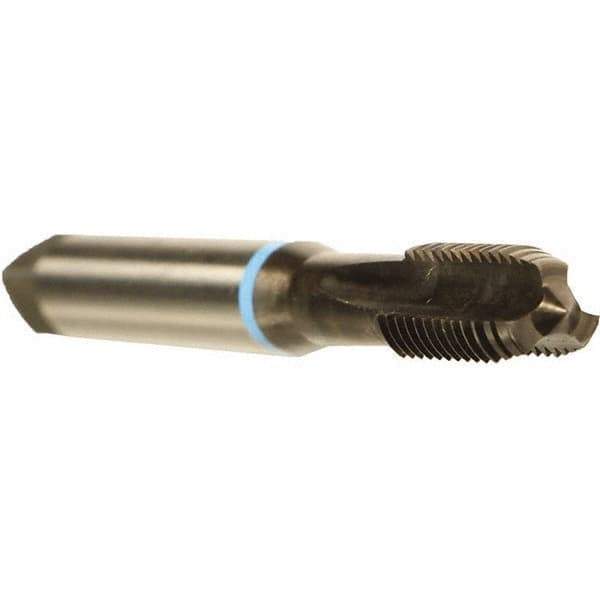 Emuge - 3/8-24 UNF 2BX 4 Flute Nitride Finish Cobalt Straight Flute Machine Tap - Modified Bottoming, Right Hand Thread, 2-15/16" OAL, 0.709" Thread Length, Oversize - Best Tool & Supply