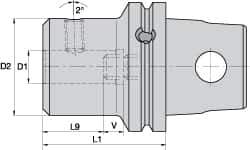 Kennametal - KM63XMZ Modular Connection, 0.4724" Inside Hole Diam, 2.9528" Projection, Whistle Notch Adapter - Through Coolant - Exact Industrial Supply