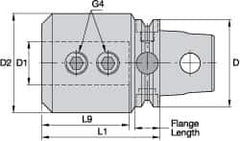 Kennametal - KM63UT Modular Connection, 1.2598" Inside Hole Diam, 3.7402" Projection, Whistle Notch Adapter - Through Coolant - Exact Industrial Supply