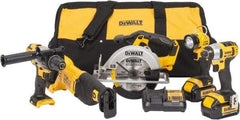 DeWALT - 12 Piece 20 Volt Cordless Tool Combination Kit - Includes 1/2" Hammerdrill, 1/4" Impact Driver, Reciprocating Saw, 6-1/2" Circular Saw & LED Worklight, Lithium-Ion Battery Included - Best Tool & Supply