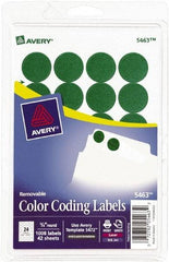 AVERY - 3/4" Wide x 3/4" Long, Green Paper Color Coding Labels - For Laser/Inkjet Printers - Best Tool & Supply