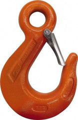 CM - Chain Grade 100, 4,300 Lbs. Load Limit Eye Sling Hook with Latch - 2-1/2 Inch Hook Throat, 4-3/4 Inch Reach, 0.63 Inch Eye Inside Diameter, 9/32 Inch Chain Diameter, 6.45 Inch Overall Length, 0.47 Inch Eye Thickness - Best Tool & Supply