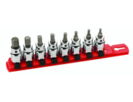 8 Piece - Hex Inch Socket Set - 1/8 - 3/8" On Rail - 3/8" Square Drive with 1/4" Replaceable Hex Bit - Best Tool & Supply