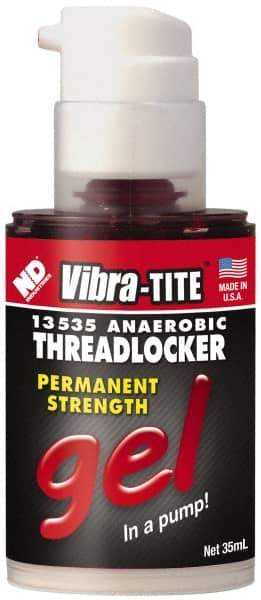 Vibra-Tite - 35 mL Bottle, Red, High Strength Gel Threadlocker - Series 135, 24 hr Full Cure Time, Hand Tool, Heat Removal - Best Tool & Supply