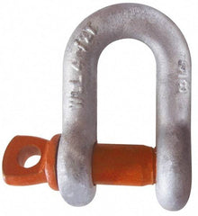 CM - 1/4" Nominal Chain Size, 0.75 Ton Carbon Steel Screw Chain Shackle - 13/32" Diam, 9/32" Pin Diam, 15/32" Wide Inside Jaw, 15/32" Inside Width - Best Tool & Supply