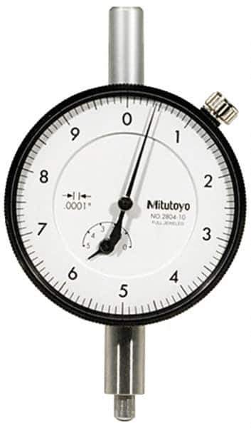 Mitutoyo - 1mm Range, 0-10-0 Dial Reading, 0.001mm Graduation Dial Drop Indicator - 57mm Dial, 0.2mm Range per Revolution, 0.004mm Accuracy, Revolution Counter - Best Tool & Supply