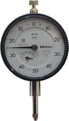 Mitutoyo - 1/2" Range, 0-50-0 Dial Reading, 0.001" Graduation Dial Drop Indicator - 2-1/4" Dial, 0.1" Range per Revolution, 0.001" Accuracy, Revolution Counter - Best Tool & Supply