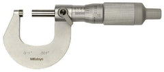 Mitutoyo - 0 to 25mm Range, 0.01mm Graduation, Mechanical Outside Micrometer - Ratchet Stop Thimble, Accurate to 0.0001" - Best Tool & Supply