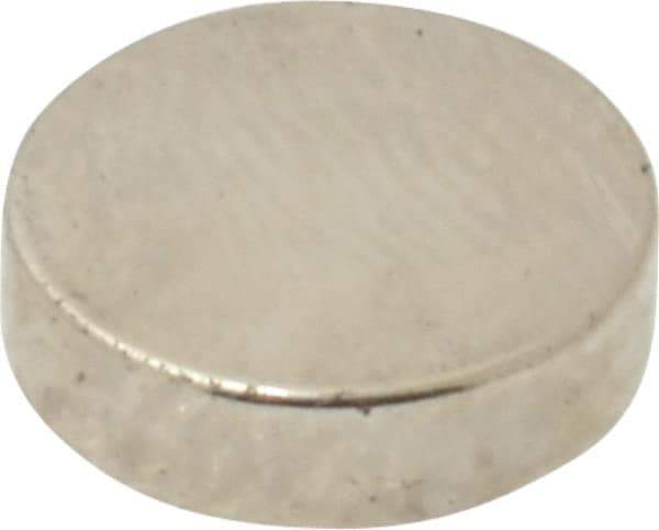 Mag-Mate - 3/8" Diam x 0.1" High Neodymium Rare Earth Magnet - 2 Lb Max Capacity, 200°F Max, Nickel Plated - Best Tool & Supply