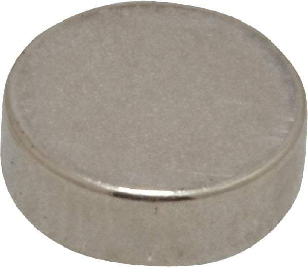 Mag-Mate - 3/8" Diam x 1/8" High Neodymium Rare Earth Magnet - 2.6 Lb Max Capacity, 200°F Max, Nickel Plated - Best Tool & Supply