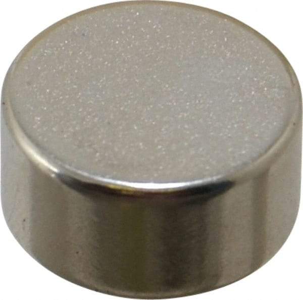 Mag-Mate - 1/2" Diam x 1/4" High Neodymium Rare Earth Magnet - 6.5 Lb Max Capacity, 200°F Max, Nickel Plated - Best Tool & Supply