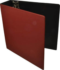 UNIVERSAL - 3" Sheet Capacity, 8-1/2 x 11", Round Ring Binder With Label Holder - Suede Finish Vinyl Cover, Red - Best Tool & Supply