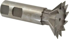 Made in USA - 1-7/8" Diam x 1/2" Width of Cut, 45° Included Angle, Cobalt Dovetail Cutter - 7/8" Shank Diam, 2-3/4" Shank Length, 3-1/4" Overall Length, Weldon Flat, Uncoated - Best Tool & Supply