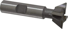 Made in USA - 1" Diam x 3/8" Width of Cut, 60° Included Angle, Carbide-Tipped Dovetail Cutter - 1/2" Shank Diam, 2-1/2" Overall Length, 0.02" Corner Radius, Weldon Flat, Uncoated - Best Tool & Supply