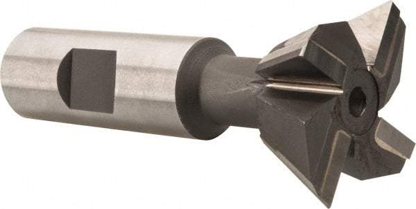 Made in USA - 1-1/2" Diam x 5/8" Width of Cut, 60° Included Angle, Carbide-Tipped Dovetail Cutter - 3/4" Shank Diam, 3-1/4" Overall Length, 0.02" Corner Radius, Weldon Flat, Uncoated - Best Tool & Supply