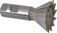 Made in USA - 2-1/4" Diam x 1-1/16" Width of Cut, 60° Included Angle, High Speed Steel Dovetail Cutter - 1" Shank Diam, 3-3/4" Overall Length, Weldon Flat, Uncoated - Best Tool & Supply