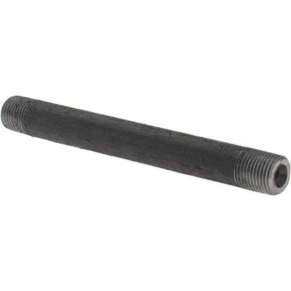 Made in USA - Schedule 80, 1/8" Diam x 3-1/2" Long Black Pipe Nipple - Threaded - Best Tool & Supply