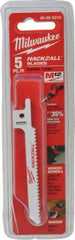 Milwaukee Tool - 3-1/2" Long x 5/16" Thick, Bi-Metal Reciprocating Saw Blade - Scroll Profile, 10 TPI, Toothed Edge, Universal Shank - Best Tool & Supply