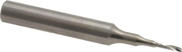 Onsrud - 1/16" Cutting Diam x 1/4" Length of Cut, 1 Flute, Upcut Spiral Router Bit - Uncoated, Right Hand Cut, Solid Carbide, 2" OAL x 1/4" Shank Diam, Single Edge, 21° Helix Angle - Best Tool & Supply