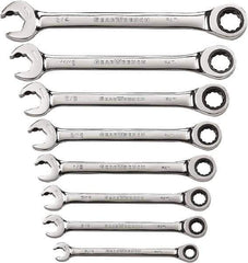 GearWrench - 8 Piece, 5/16" to 3/4", 12 Point Ratcheting Combination Wrench Set - Inch Measurement Standard, Chrome Finish - Best Tool & Supply