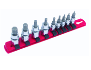 9 Piece - Hex Metric Socket Set  1/4" Square Drive 1.5-4.0 3/8" Square Drive 5.0-10.0mm On Rail - 1/4" Replaceable Hex Bits. - Best Tool & Supply