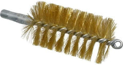 Schaefer Brush - 4-1/2" Brush Length, 2-1/2" Diam, Double Stem, Single Spiral Tube Brush - 8" Long, Brass, 1/4" NPSM Male Connection - Best Tool & Supply