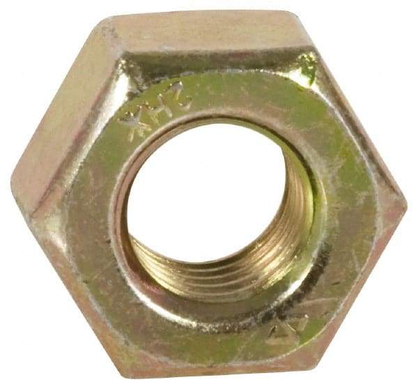 Value Collection - 1-8 UNC Steel Right Hand Heavy Hex Nut - 1-5/8" Across Flats, 63/64" High, Zinc Yellow Dichromate Finish - Best Tool & Supply