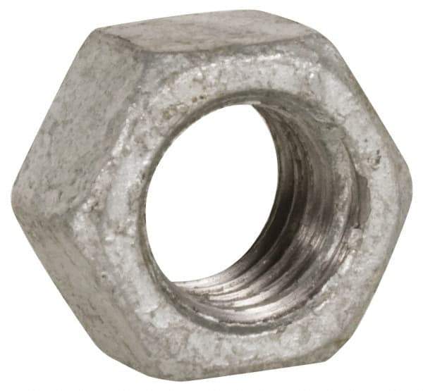 Value Collection - 1/4-20 UNC Steel Right Hand Heavy Hex Nut - 1/2" Across Flats, 15/64" High, Hot Dipped Galvanized Finish - Best Tool & Supply