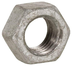 Value Collection - 1/4-20 UNC Steel Right Hand Heavy Hex Nut - 1/2" Across Flats, 15/64" High, Hot Dipped Galvanized Finish - Best Tool & Supply