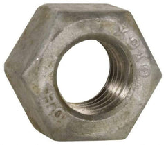 Value Collection - 7/8-9 UNC Steel Right Hand Heavy Hex Nut - 1-7/16" Across Flats, 55/64" High, Hot Dipped Galvanized Finish - Best Tool & Supply