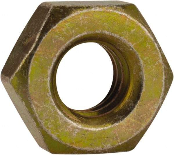 Made in USA - 1/4-20 UN Steel Right Hand Machine Screw Hex Nut - 7/16" Across Flats, 0.193" High, Cadmium-Plated Finish - Best Tool & Supply