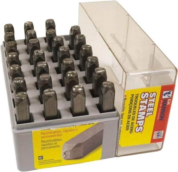 C.H. Hanson - 27 Piece, 3/8" Character Steel Stamp Set - Letters, Reverse - Best Tool & Supply