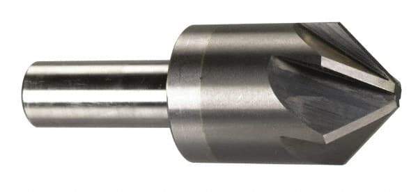 M.A. Ford - 1" Head Diam, 1/2" Shank Diam, 6 Flute 100° Solid Carbide Countersink - Bright Finish, 2-3/4" OAL, 1/4" Nose Diam, Single End, Straight Shank, Right Hand Cut - Best Tool & Supply