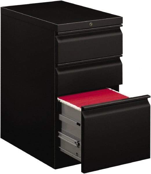 Hon - 15" Wide x 28" High x 22-7/8" Deep, 3 Drawer Pedestal - Steel, Black - Best Tool & Supply