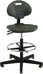 Bevco - 22 to 32" High Adjustable Height Swivel Stool - 27" Wide x 27" Deep, Polyurethane Seat, Black - Best Tool & Supply